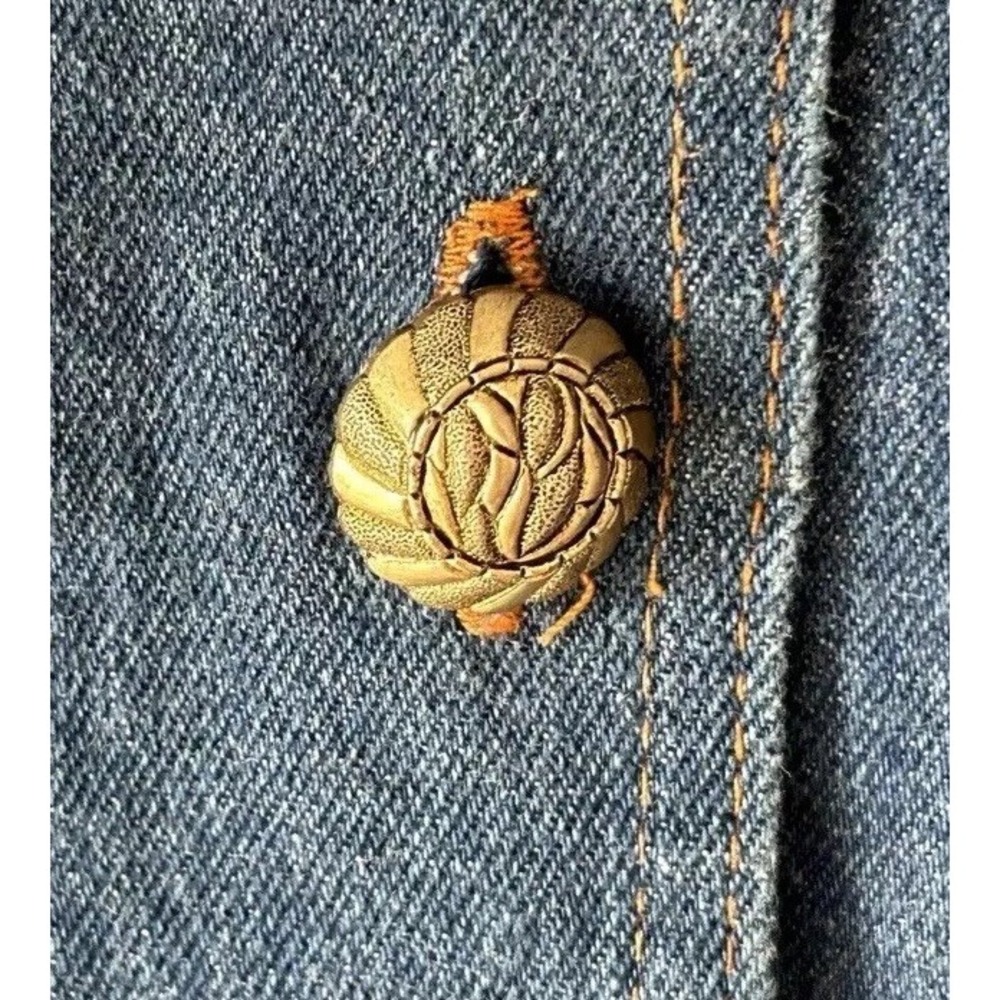 Vtg Denim Poncho Shirt XL Fringe Paint Western Boho‎ Chic Dolly Art Nashville - Picture 14 of 16